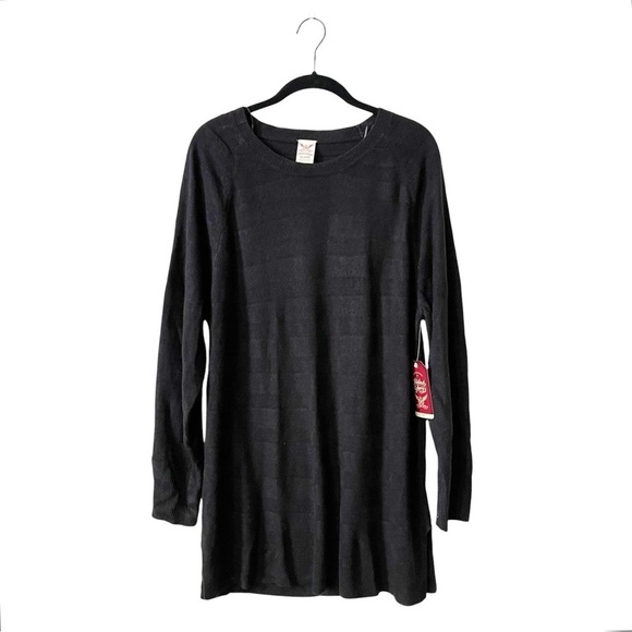 Faded Glory Sweater Womens Size 1X Black Crew Texture Long Sleeve Side Slits NWT - Picture 1 of 5
